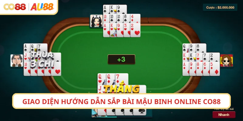 Giao diện hướng dẫn sắp bài mậu binh online CO88