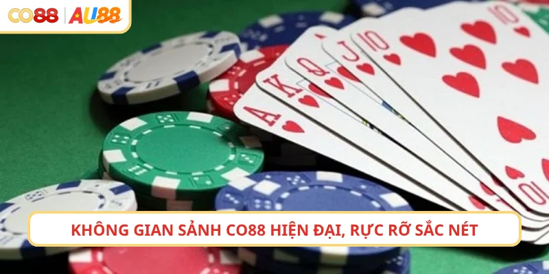 Không gian sảnh CO88 hiện đại, rực rỡ sắc nét